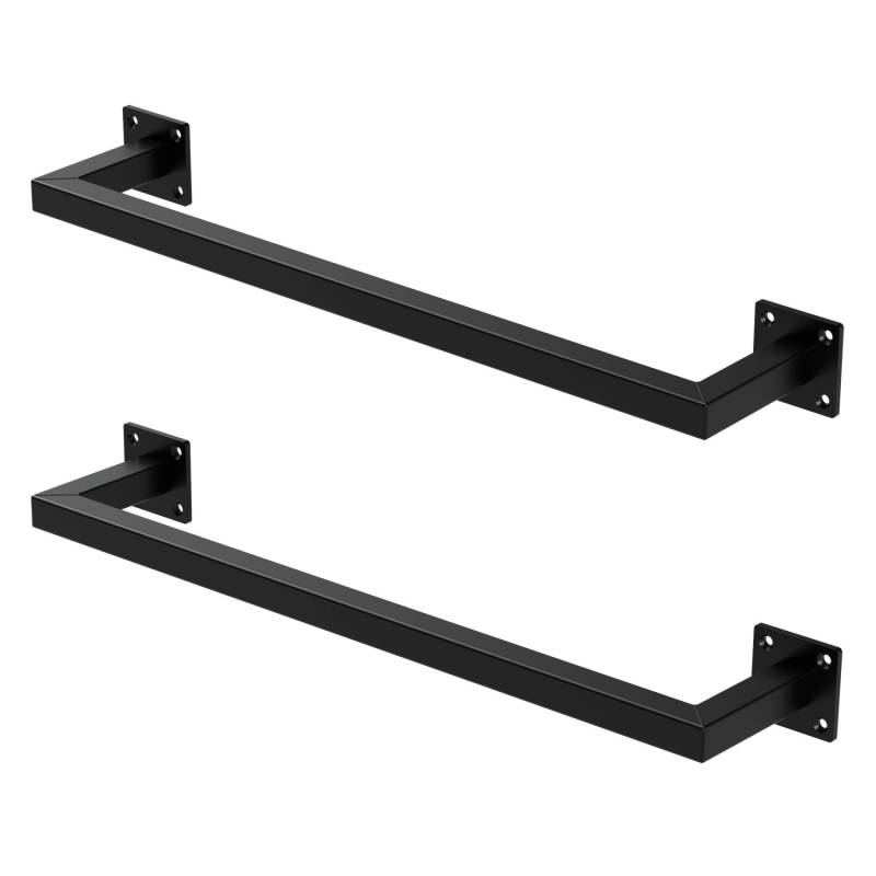 ML-Design 2Er Set Kleiderstange Rechteck für die Wand 12x60 cm Schwarz aus Stahl von ML-Design