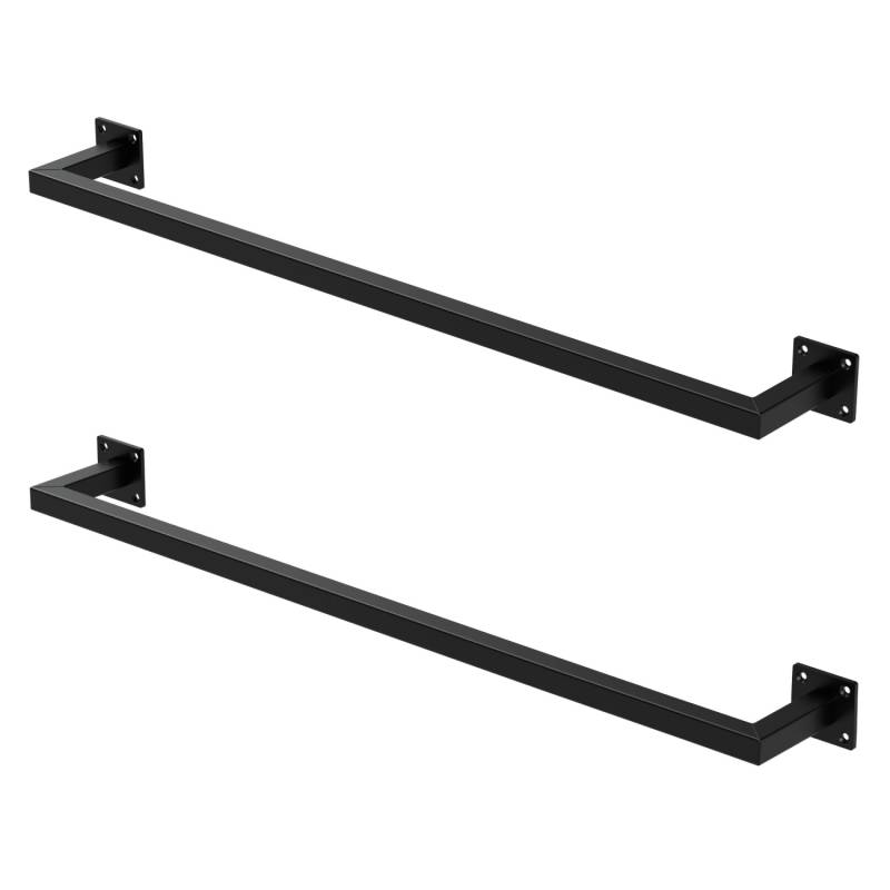 ML-Design 2Er Set Kleiderstange Rechteck für die Wand T12cmxB90cm Schwarz U-Form von ML-Design