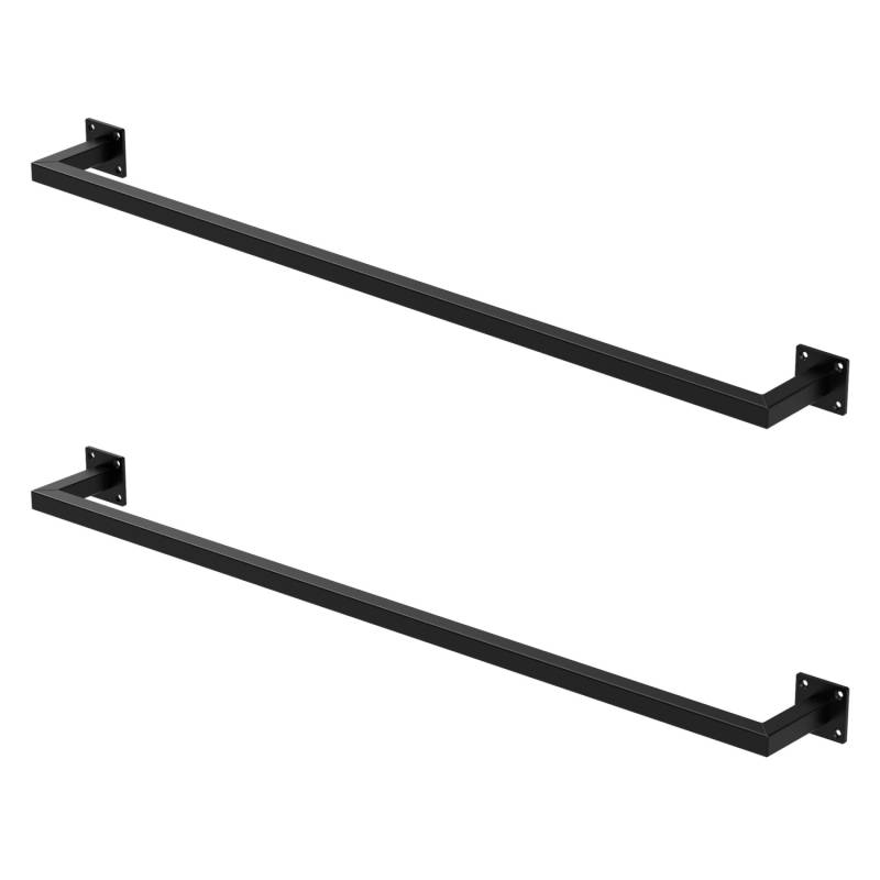ML-Design 2Er Set Kleiderstange Rechteck für die Wand T12xB110cm Schwarz U-Form von ML-Design