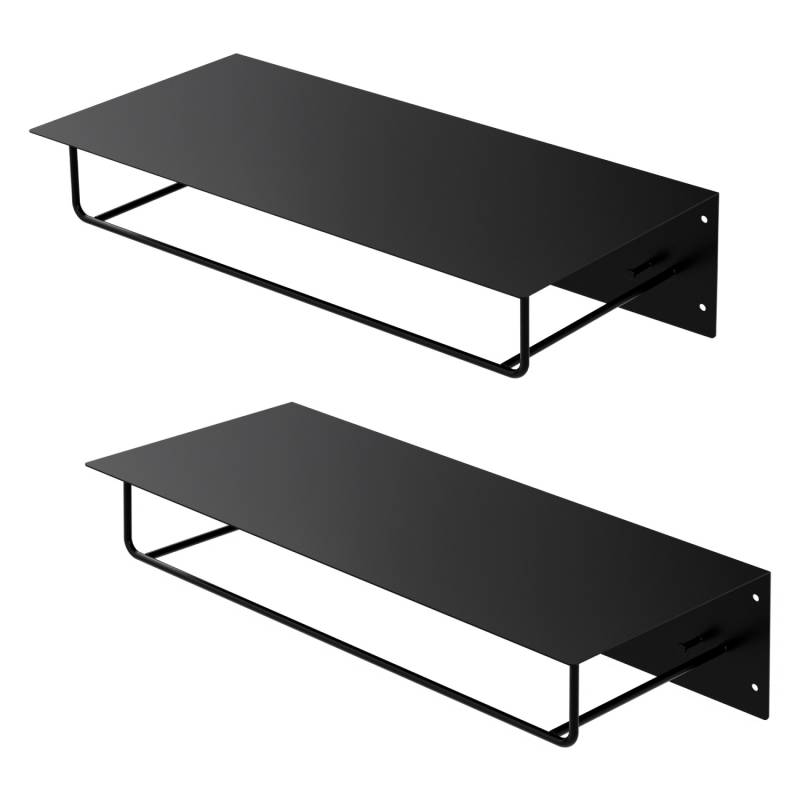 ML-Design 2Er Set Wandgarderobe mit Hakenleiste Kleiderstange 60x30x15cm Schwarz von ML-Design