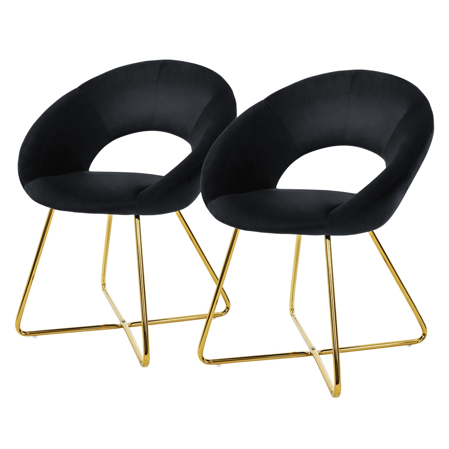 ML-Design 2er Esszimmerstühle Schwarz Samt Wohnzimmerstuhl Runder Rückenlehne ML-Design 2er Esszimmerstühle Schwarz Samt Wohnzimmerstuhl Runder Rückenlehne von ML-Design
