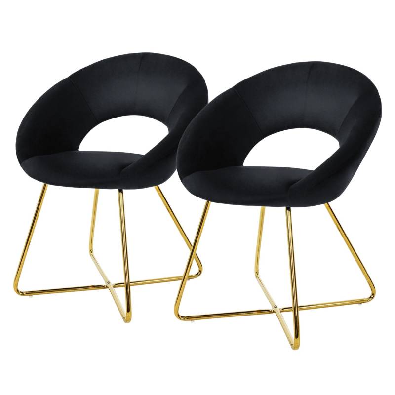ML-Design 2er Esszimmerstühle Schwarz Samt Wohnzimmerstuhl Runder Rückenlehne von ML-Design