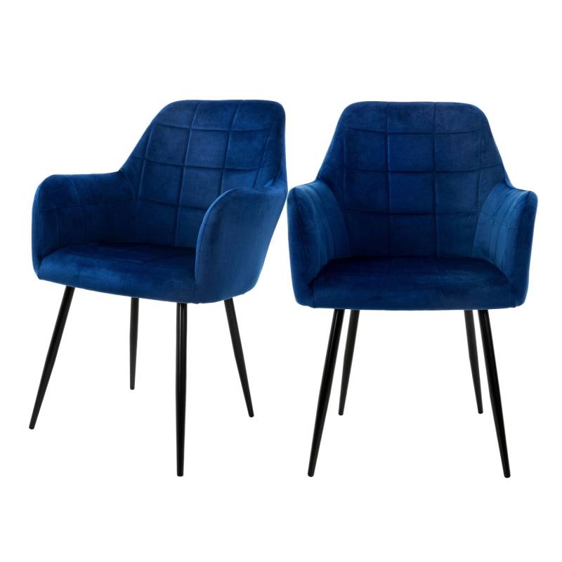 ML-Design 2er Set Esszimmerstühle Küchenstühle Dunkelblau aus Samt von ML-Design