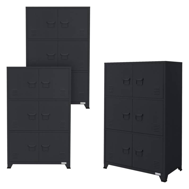 ML-Design 3Er Set Aktenschrank 75x40x120cm Anthrazit Stahl Freistehend von ML-Design