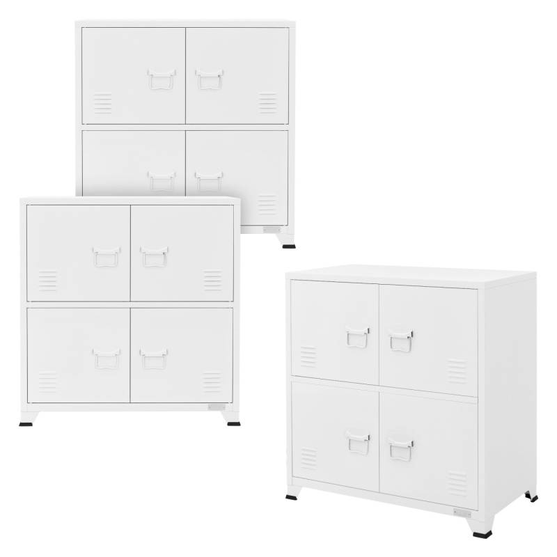 ML-Design 3Er Set Aktenschrank 75x40x80,5 cm Weiß Stahl Freistehend von ML-Design