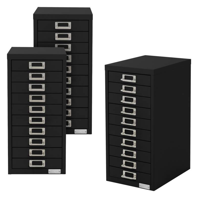ML-Design 3Er Set Aktenschrank mit 10 Schubladen 28x38x60cm Schwarz von ML-Design
