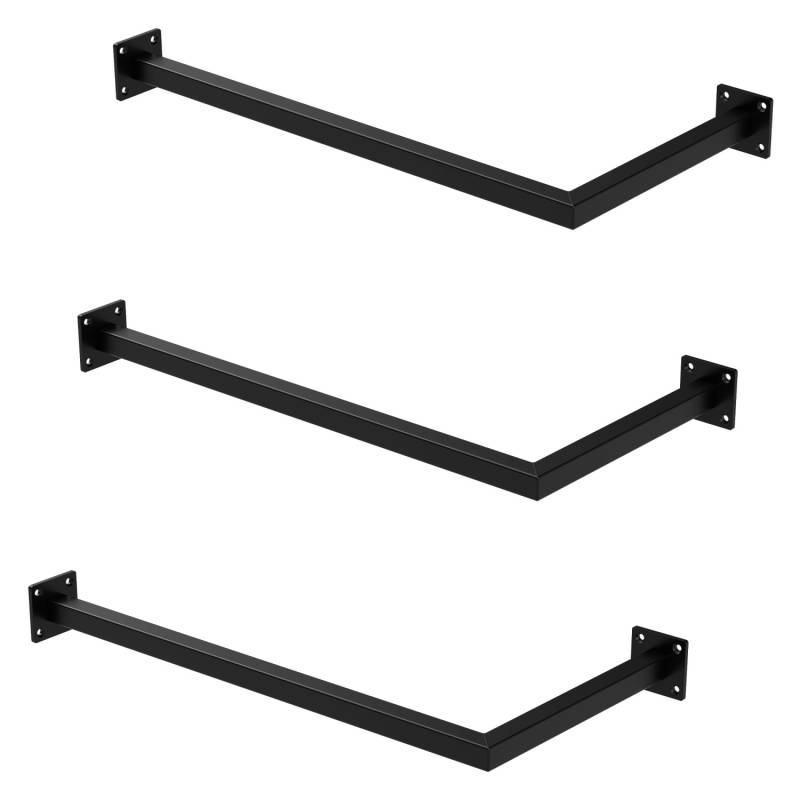ML-Design 3Er Set Kleiderstange Übereck für Wand 30x60cm Schwarz Stahl von ML-Design