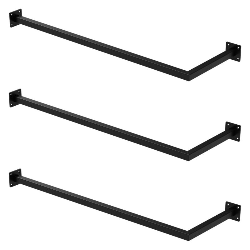 ML-Design 3Er Set Kleiderstange Übereck für Wand 30x90cm Schwarz Stahl von ML-Design