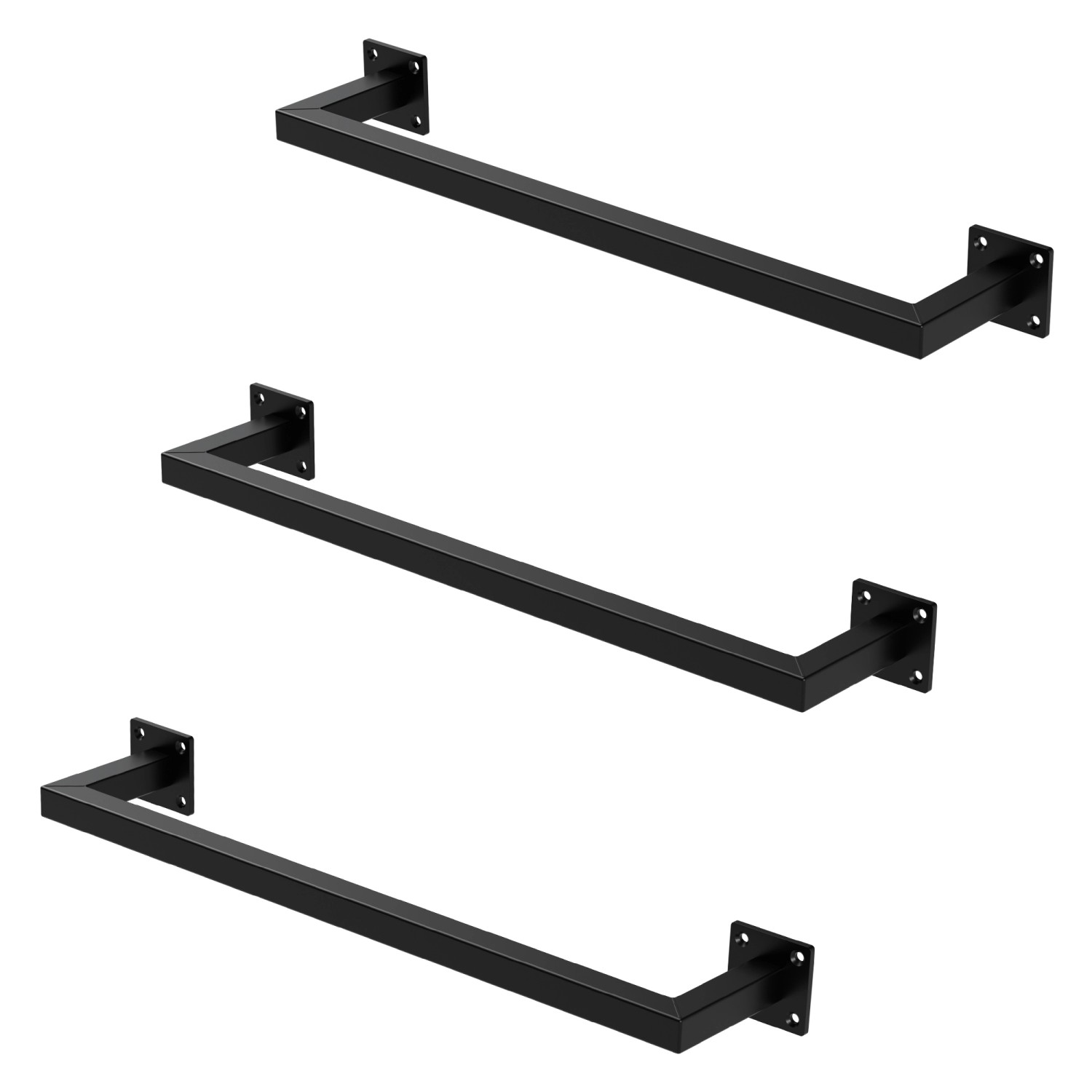 ML-Design 3Er Set Wand Kleiderstange Rechteck 12x60cm Schwarz Stahl ML-Design 3Er Set Wand Kleiderstange Rechteck 12x60cm Schwarz Stahl von ML-Design