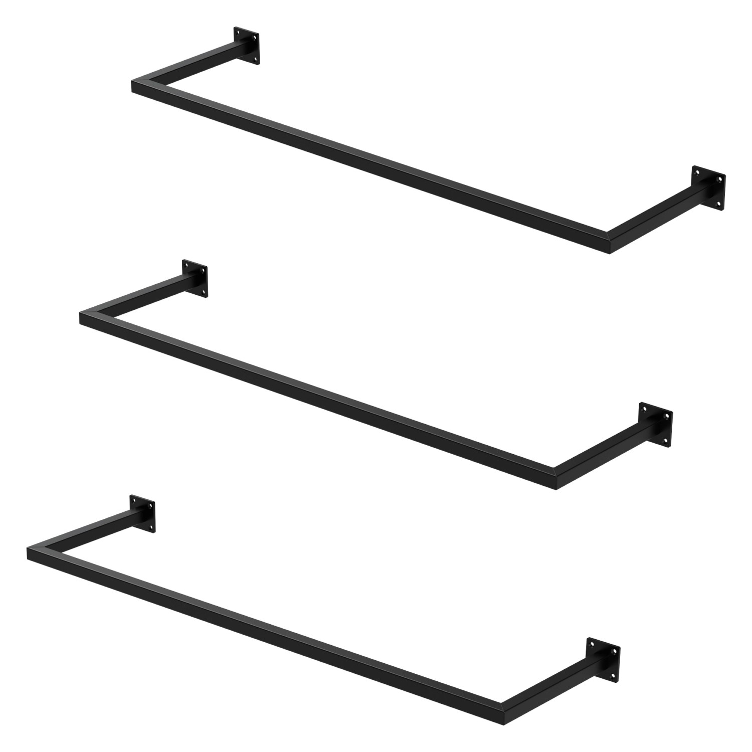 ML-Design 3Er Set Wand Kleiderstange Rechteck 30x110cm Schwarz Stahl ML-Design 3Er Set Wand Kleiderstange Rechteck 30x110cm Schwarz Stahl von ML-Design