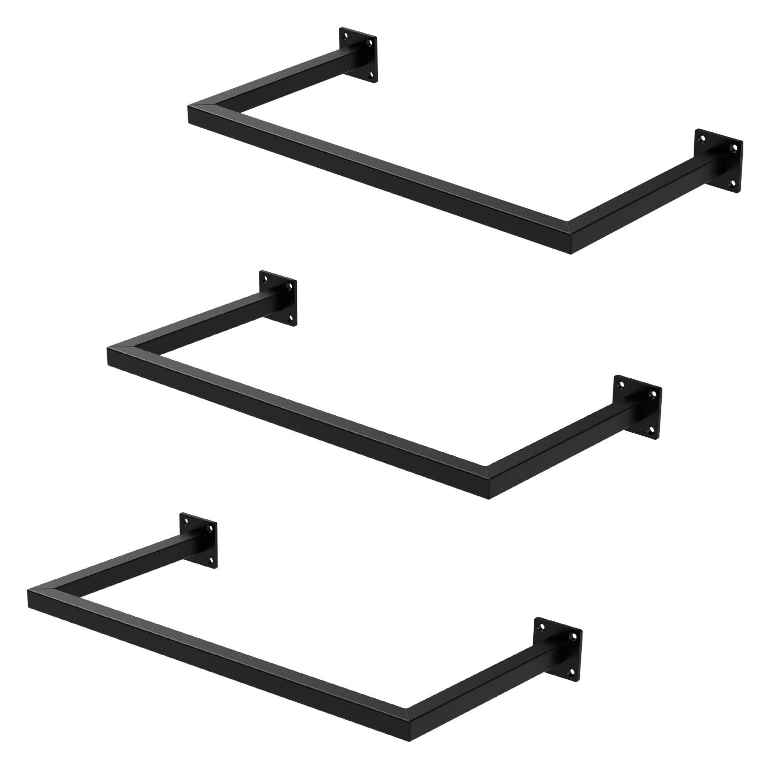 ML-Design 3Er Set Wand Kleiderstange Rechteck 30x60cm Schwarz Stahl ML-Design 3Er Set Wand Kleiderstange Rechteck 30x60cm Schwarz Stahl von ML-Design