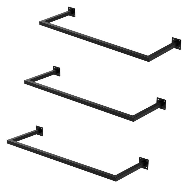 ML-Design 3Er Set Wand Kleiderstange Rechteck 30x90cm Schwarz Stahl von ML-Design