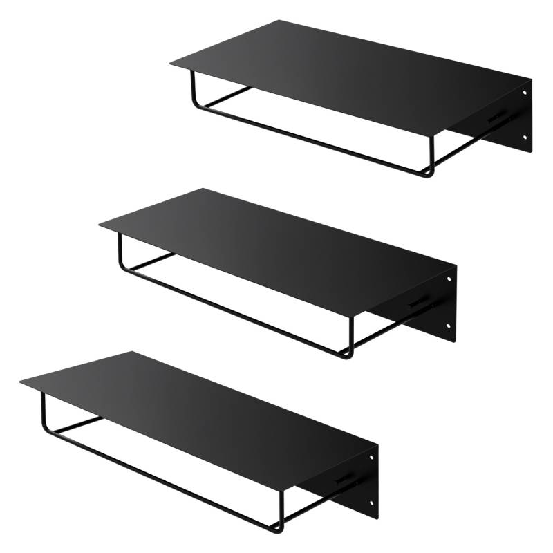 ML-Design 3Er Set Wandgarderobe mit Hakenleiste Kleiderstange 60x30x15cm Schwarz von ML-Design