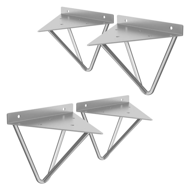 ML-Design 4 Stück Regalhalterung 160 mm Grau aus Metall Dreieckige Schwebe von ML-Design