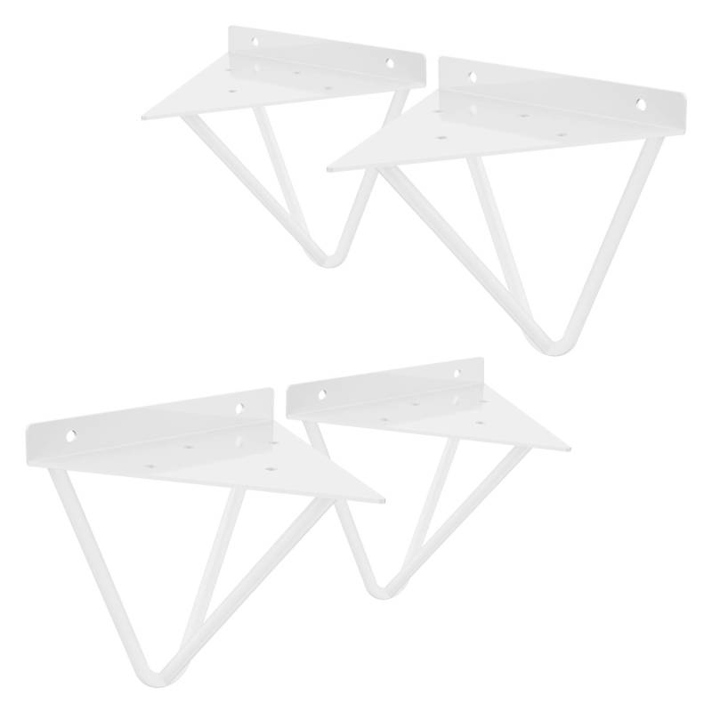 ML-Design 4 Stück Regalhalterung 160 mm Weiß aus Metall Dreieckige Schwebende von ML-Design