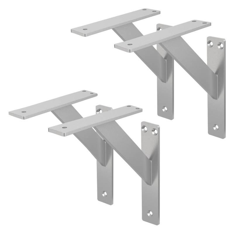 ML-Design 4 Stück Regalhalterung 180 x 180 mm Silber Aluminium Schwebende von ML-Design