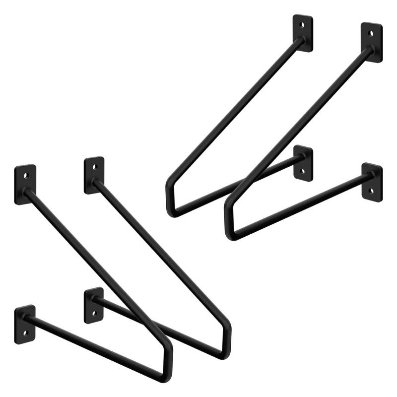 ML-Design 4 Stück Regalhalterung 220 mm Schwarz Stahl Haarnadel Schwebe Hairpin von ML-Design