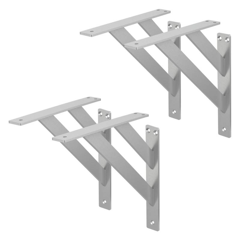 ML-Design 4 Stück Regalhalterung 24 x 24 cm Silber Aluminium Schwebende von ML-Design