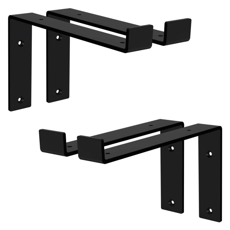 ML-Design 4 Stück Regalhalterung 25x4x14,5 cm Schwarz Metall 10 Zoll L-Form von ML-Design