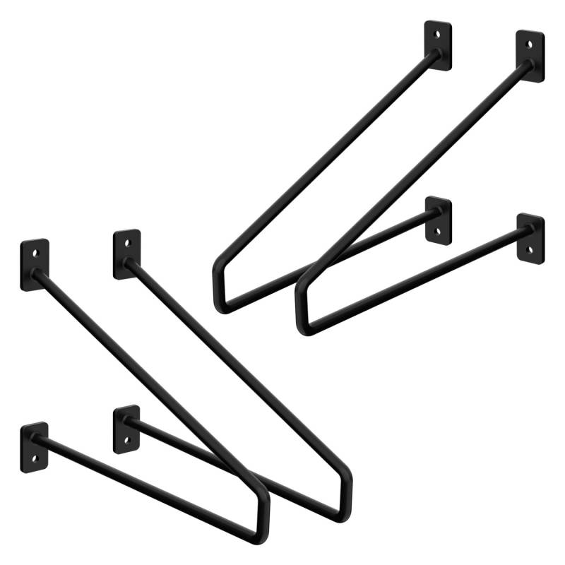 ML-Design 4 Stück Regalhalterung 265 mm Schwarz aus Stahl Haarnadel Schwebe von ML-Design