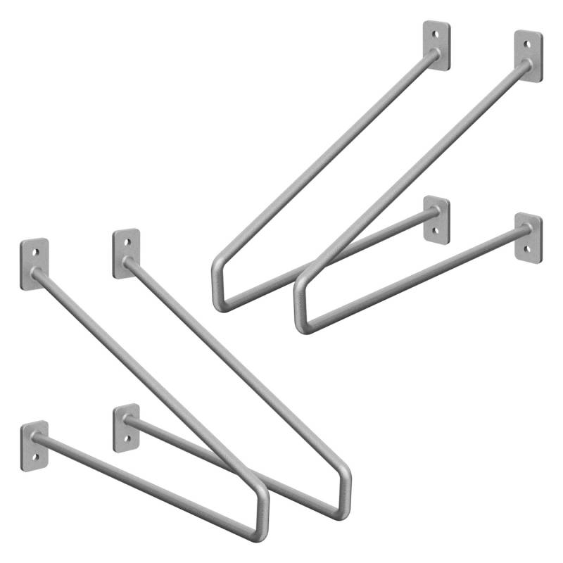 ML-Design 4 Stück Regalhalterung 265 mm Silber aus Stahl Haarnadel Schwebe von ML-Design