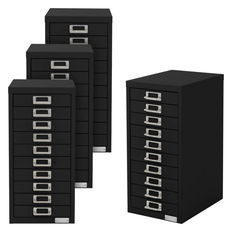 ML-Design 4Er Set Aktenschrank mit 10 Schubladen 28x38x60cm Schwarz von ML-Design
