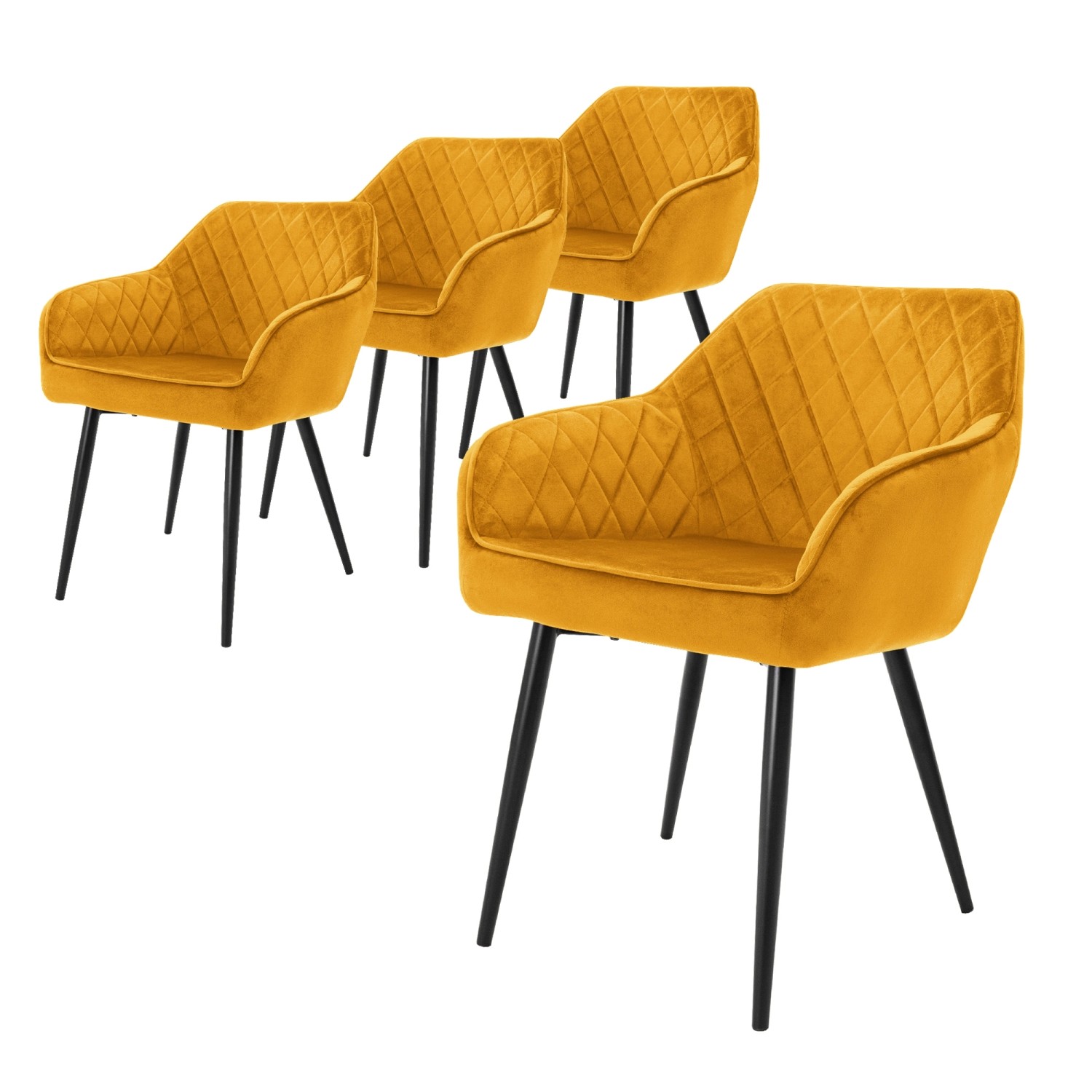 ML-Design 4Er Set Esszimmerstühle Senfgelb Samtbezug Metallbeine ML-Design 4Er Set Esszimmerstühle Senfgelb Samtbezug Metallbeine von ML-Design