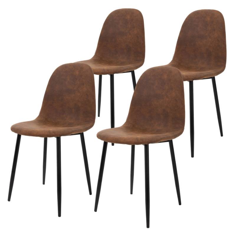 ML-Design 4Er Set Esszimmerstühle Skandinavisches Vintage Polsterstuhl Braun von ML-Design