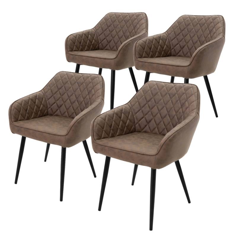 ML-Design 4Er Set Esszimmerstühle mit Armlehne Rückenlehne Braun Kunslederbezug von ML-Design