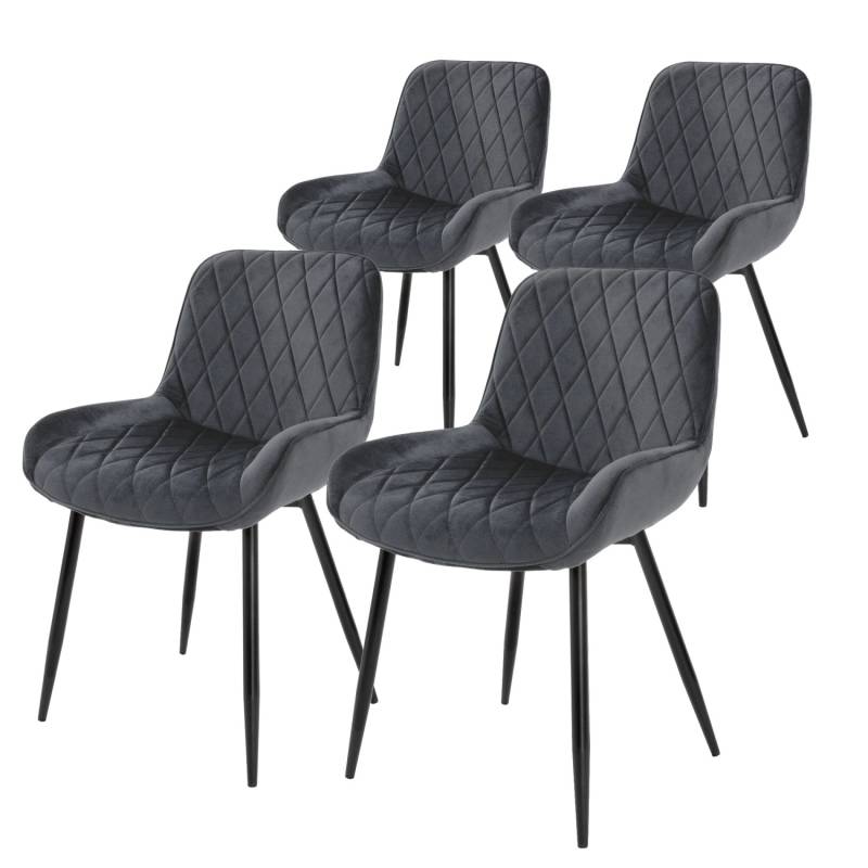 ML-Design 4Er Set Esszimmerstühle mit Rücken- und Armlehnen Anthrazit aus Samt von ML-Design