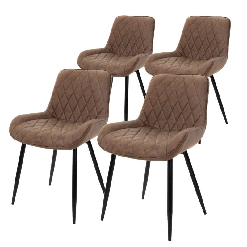 ML-Design 4Er Set Esszimmerstühle mit Rücken- und Armlehnen Braun PU-Kunstleder von ML-Design