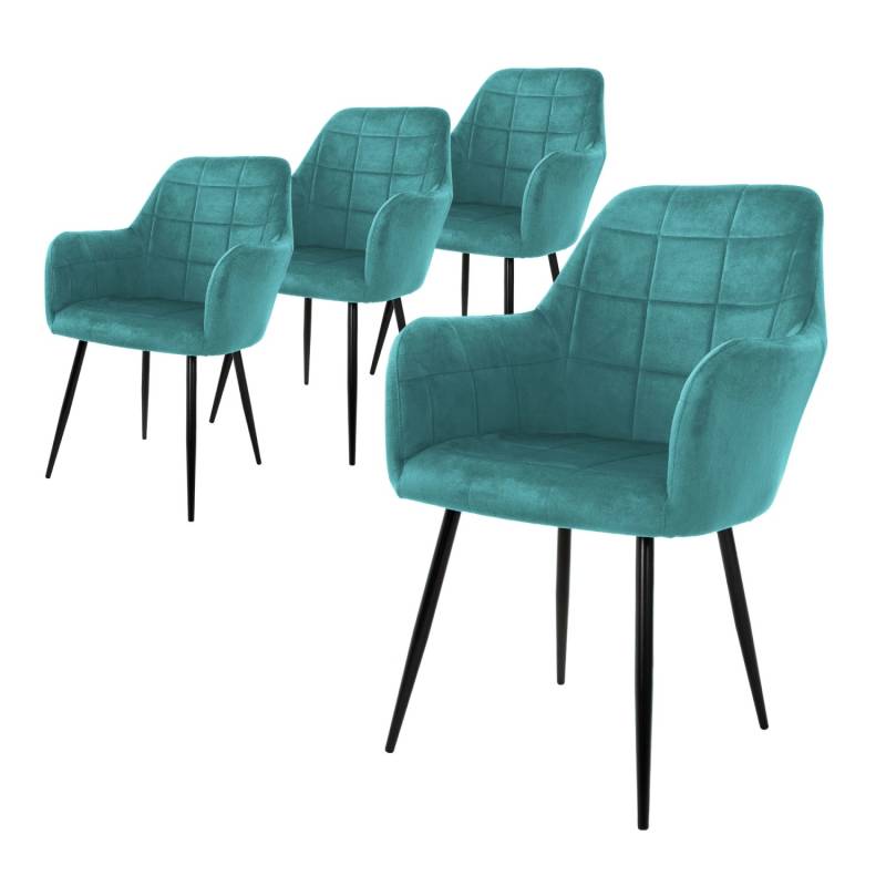 ML-Design 4Er Set Esszimmerstühle mit Rücken und Armlehnen Türkis von ML-Design