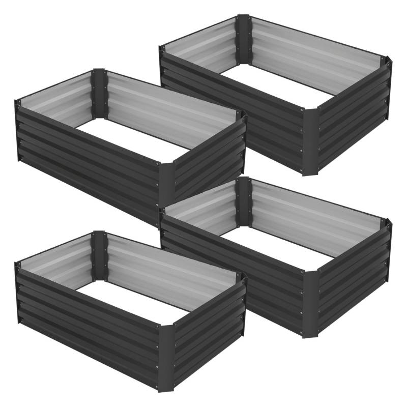 ML-Design 4Er Set Hochbeet aus Metall für Garten 90x60x30 cm 150 Liter Anthrazit von ML-Design