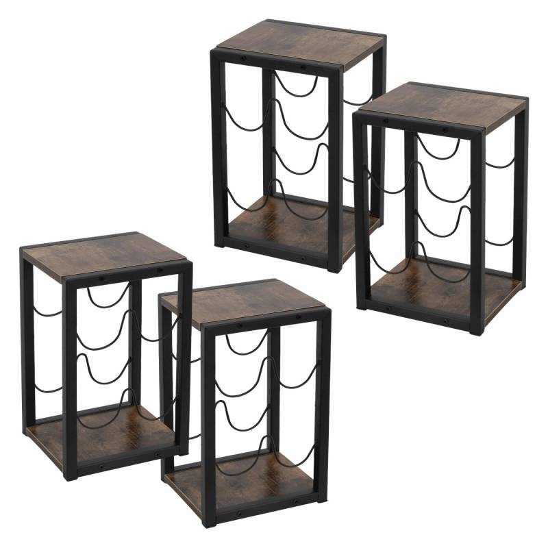ML-Design 4x Weinregal für 4 Flaschen 24x21x37,5cm Freistehendes aus Holz Metall von ML-Design