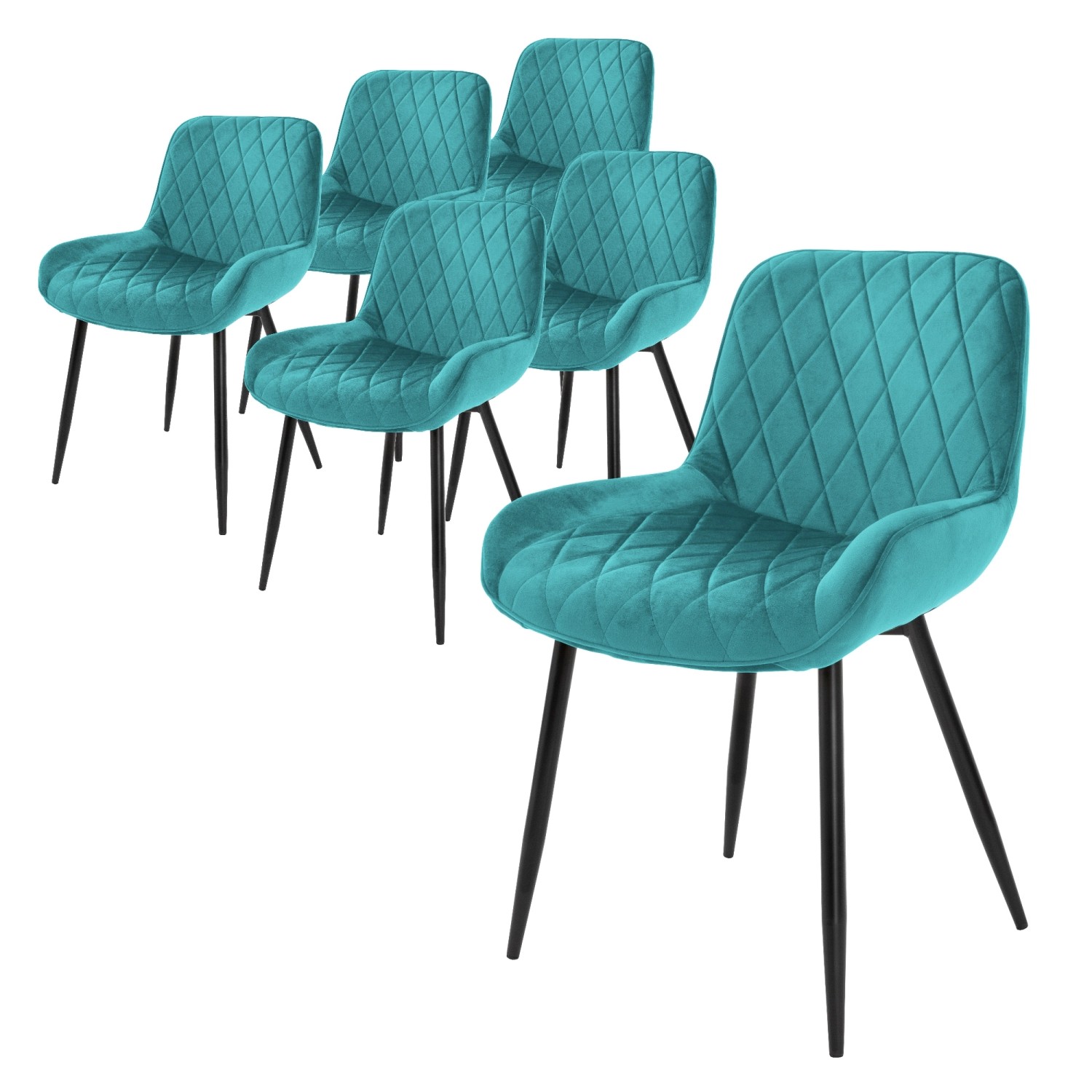 ML-Design 6Er Set Esszimmerstühle Petrol Sitzfläche aus Samt Metallbeine Stühle ML-Design 6Er Set Esszimmerstühle Petrol Sitzfläche aus Samt Metallbeine Stühle von ML-Design
