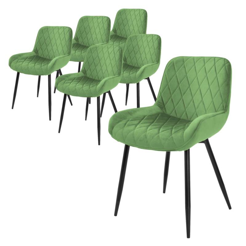 ML-Design 6Er Set Esszimmerstühle Salbei Sitzfläche aus Samt Metallbeine von ML-Design