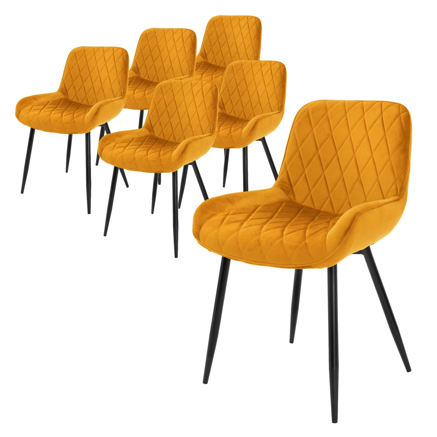 ML-Design 6Er Set Esszimmerstühle Senfgelb Sitzfläche aus Samt Metallbeine Stühl ML-Design 6Er Set Esszimmerstühle Senfgelb Sitzfläche aus Samt Metallbeine Stühl von ML-Design