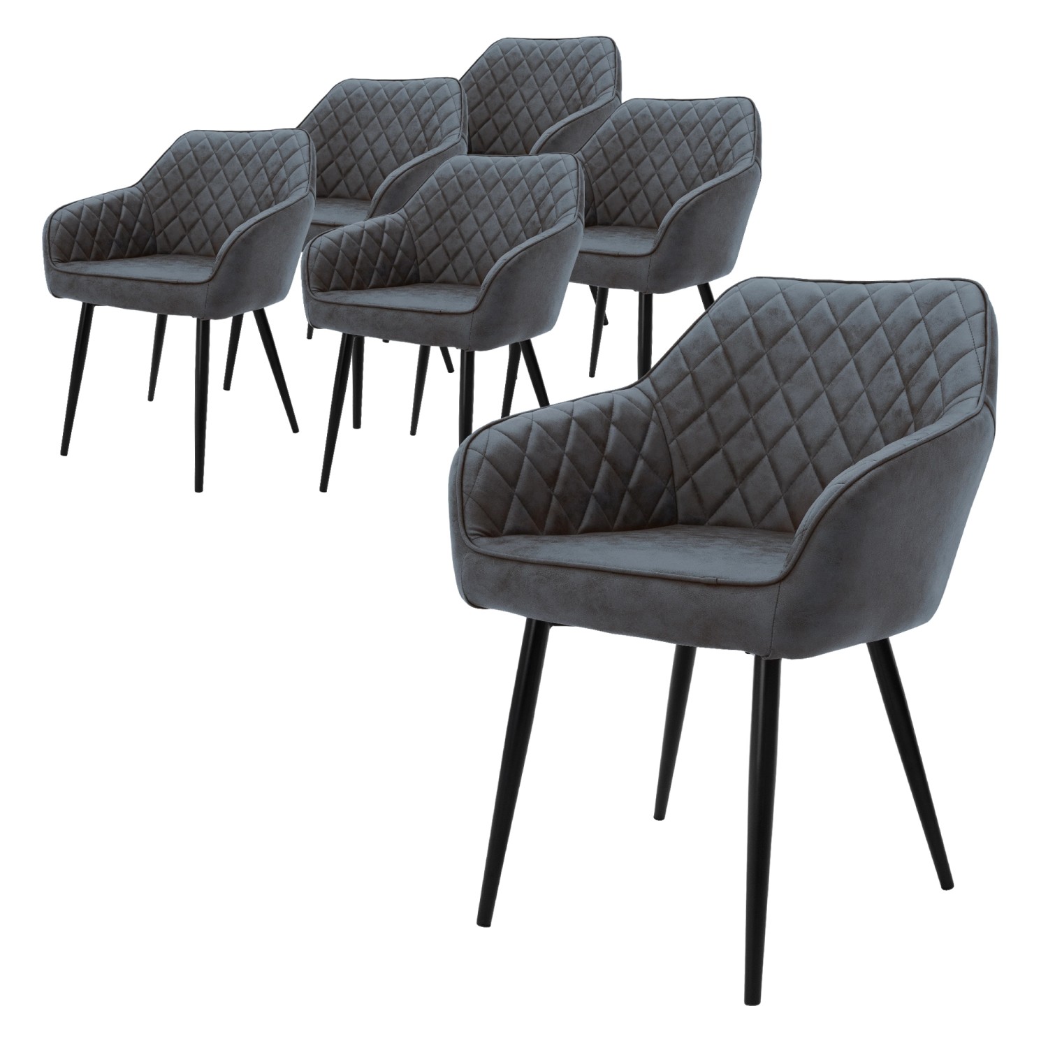 ML-Design 6Er Set Esszimmerstühle mit Arm Rückenlehne Anthrazit Kunslederbezug ML-Design 6Er Set Esszimmerstühle mit Arm Rückenlehne Anthrazit Kunslederbezug von ML-Design
