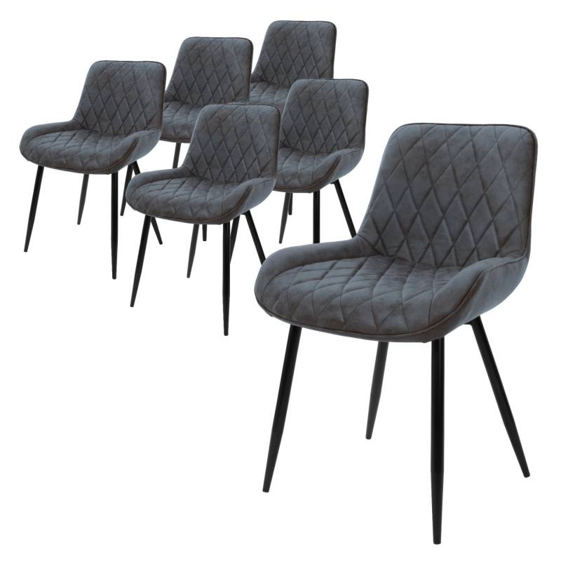 ML-Design 6Er Set Esszimmerstühle mit Rücken- Armlehnen Anthrazit PU-Kunstleder von ML-Design