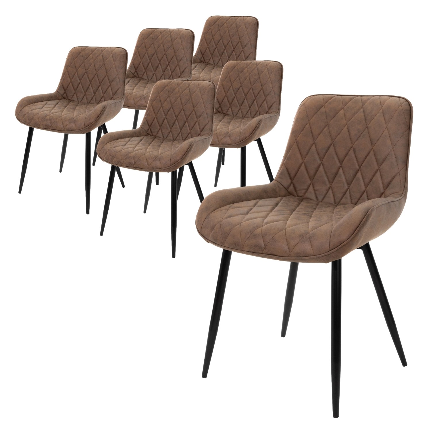 ML-Design 6Er Set Esszimmerstühle mit Rücken- Armlehnen Braun PU-Kunstleder ML-Design 6Er Set Esszimmerstühle mit Rücken- Armlehnen Braun PU-Kunstleder von ML-Design