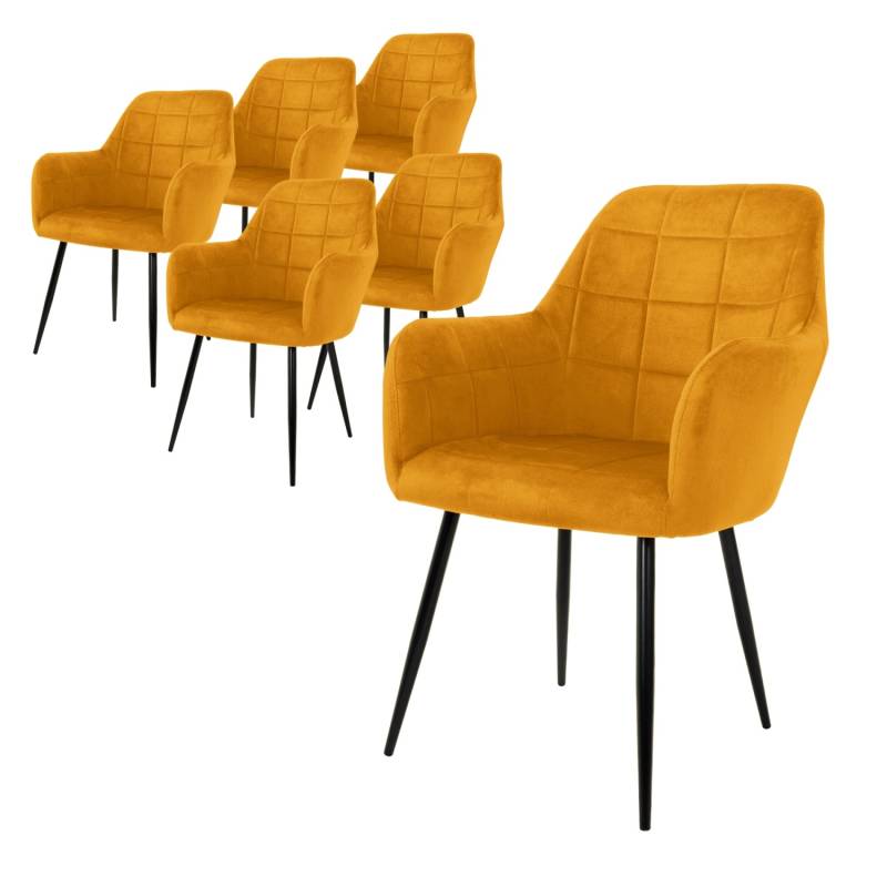 ML-Design 6Er Set Esszimmerstühle mit Rücken und Armlehnen Ocker von ML-Design