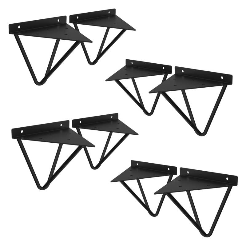 ML-Design 8 Stück Regalhalterung 160 mm Schwarz Metall Dreieckige Schwebende von ML-Design