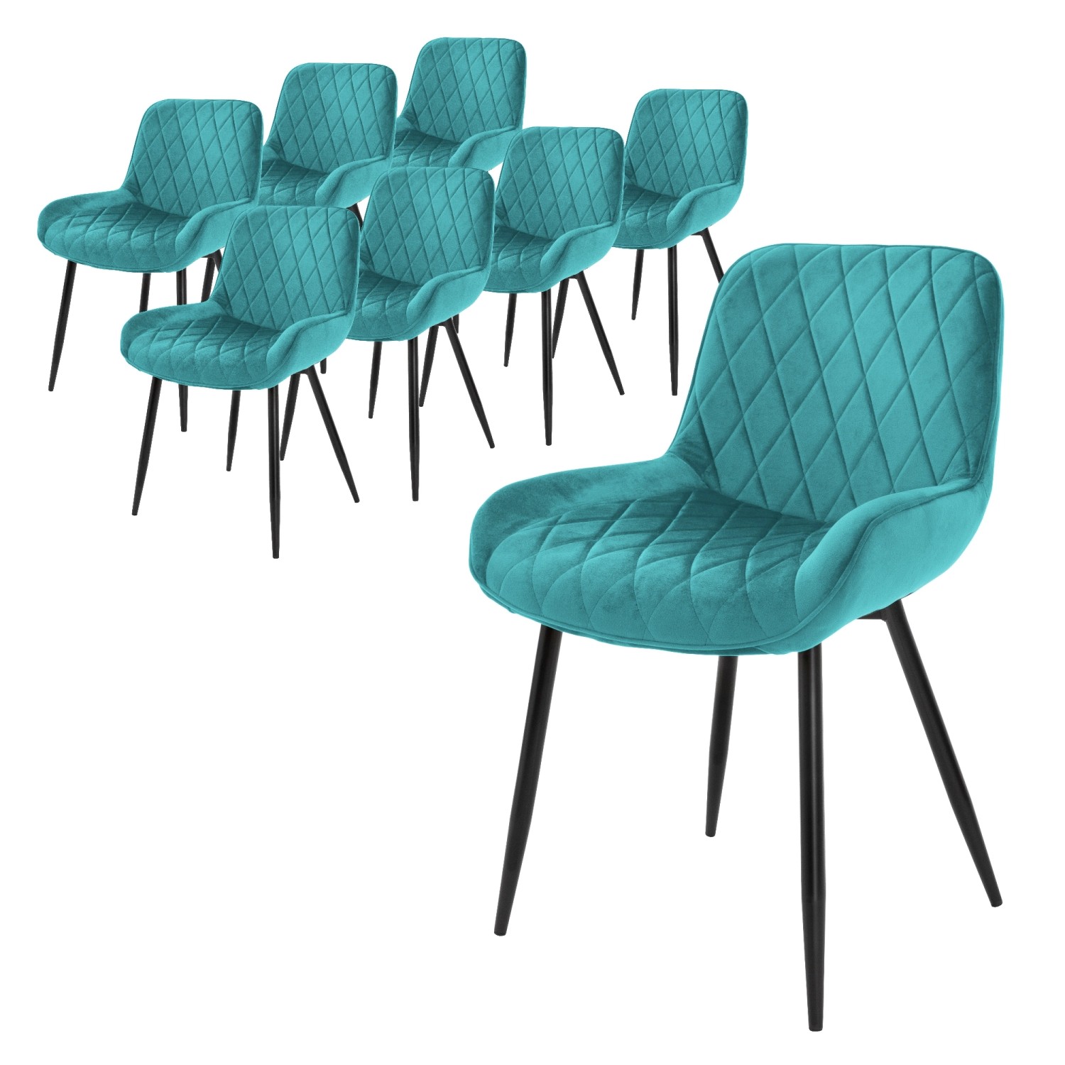 ML-Design 8Er Set Esszimmerstühle Petrol Sitzfläche aus Samt Metallbeine Stuhle ML-Design 8Er Set Esszimmerstühle Petrol Sitzfläche aus Samt Metallbeine Stuhle von ML-Design