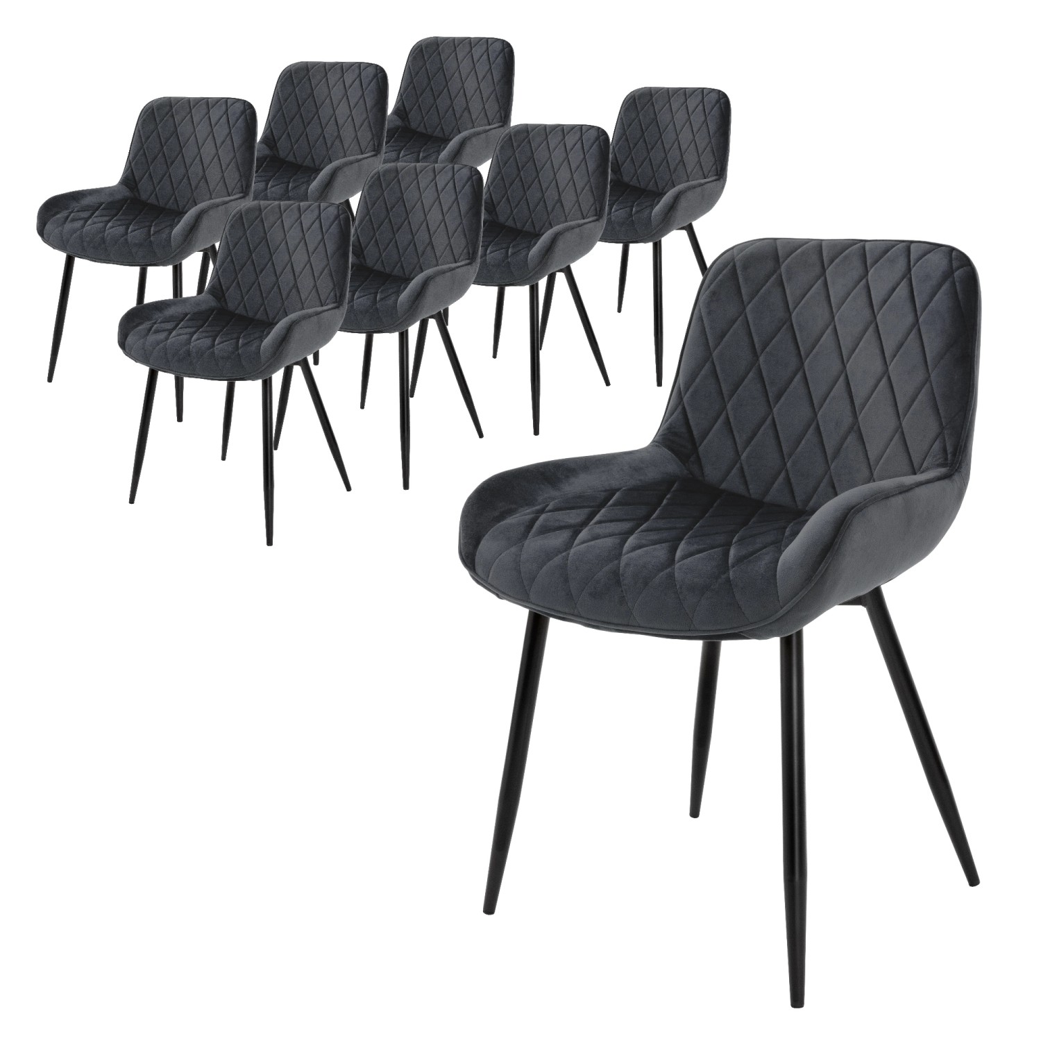 ML-Design 8Er Set Esszimmerstühle mit Rücken- und Armlehnen Anthrazit Samt Sitz ML-Design 8Er Set Esszimmerstühle mit Rücken- und Armlehnen Anthrazit Samt Sitz von ML-Design