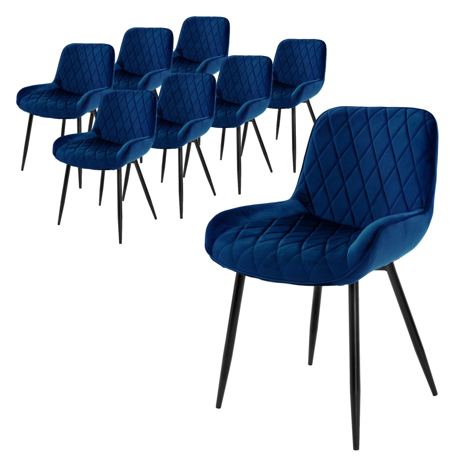 ML-Design 8Er Set Esszimmerstühle mit Rücken- und Armlehnen Dunkelblau Samt Sitz ML-Design 8Er Set Esszimmerstühle mit Rücken- und Armlehnen Dunkelblau Samt Sitz von ML-Design
