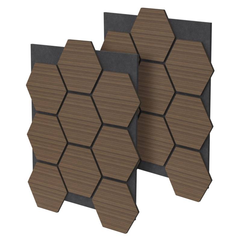 ML-Design Akustikpaneel Hexagon 2Er Set 66x81x2 cm Braun aus MDF von ML-Design