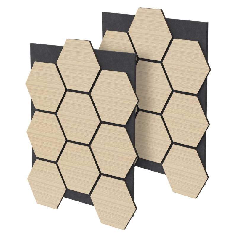 ML-Design Akustikpaneel Hexagon 2Er Set 66x81x2cm Eiche aus MDF von ML-Design