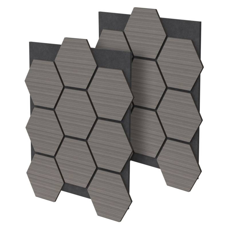 ML-Design Akustikpaneel Hexagon 2Er Set 66x81x2cm Grau aus MDF von ML-Design