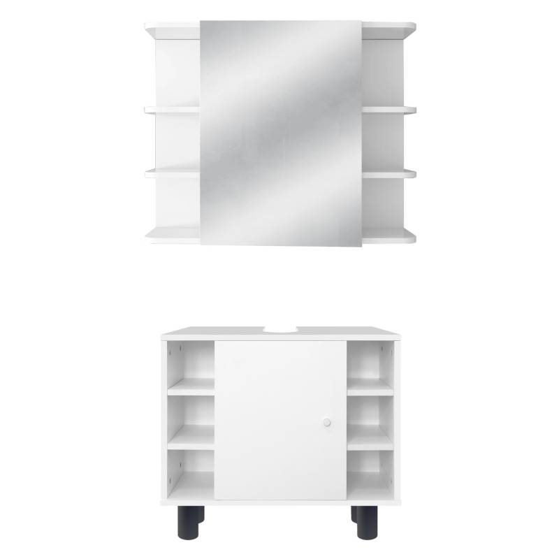 ML-Design Badmöbel-Set 2-Teilig Waschtisch mit Unterschrank Weiß aus Holz von ML-Design