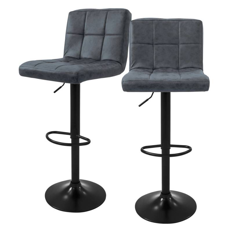 ML-Design Barhocker 2Er Set Kunstleder Anthrazit Gepolsterter mit Rückenlehne von ML-Design